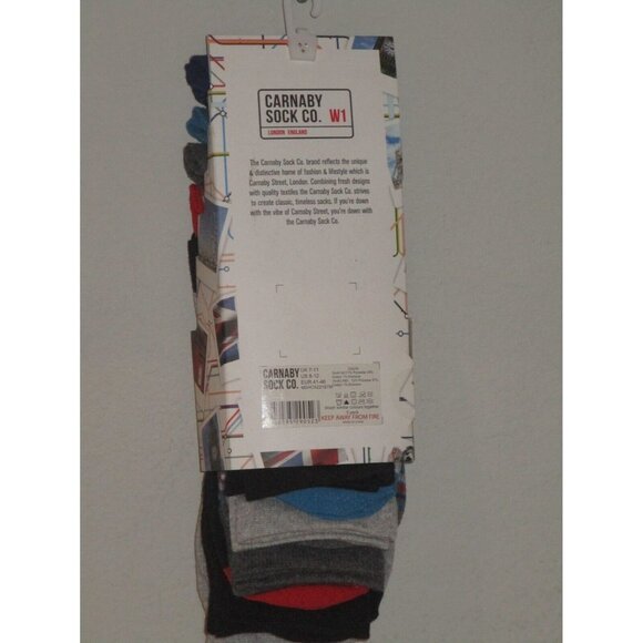 Carnaby Sock Co. W1 -5 Pair Men's Socks US 8-12 Multi Colored Stripes Dots New - Picture 2 of 2